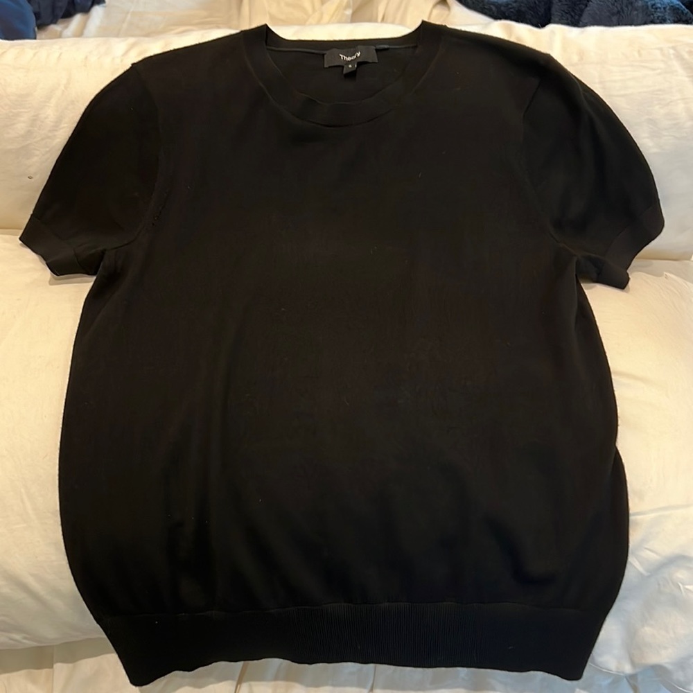 Theory Merino Wool blend short sleeve sweater